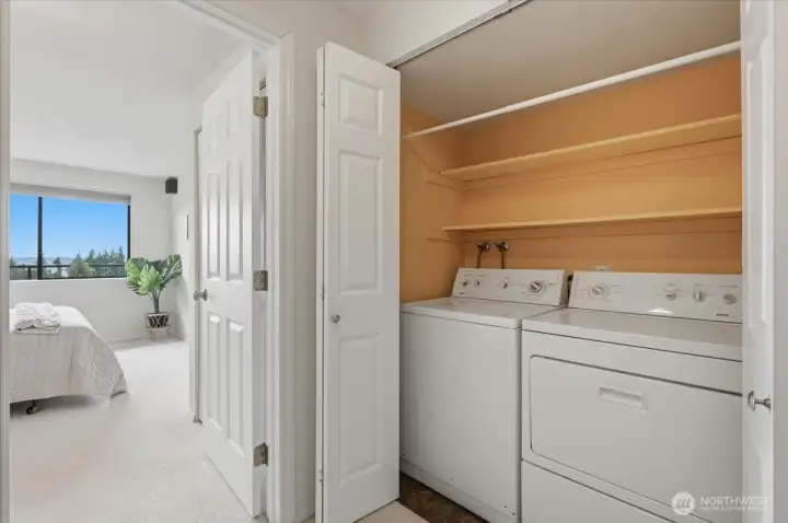 In-unit laundry (W/D stay) and nice storage shelving!
