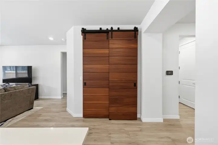 Custom sapele mahogany rail door on panty