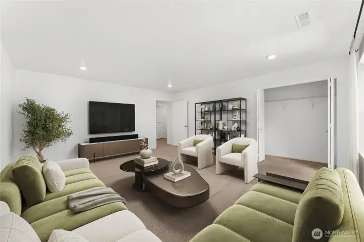 HUGE Bonus/4th bedroom. Can easily fit a pool table or be used as a second primary. Bedroom 1. Virtually Staged. HUGE Bonus/4th bedroom. Can easily fit a pool table or be used as a second primary. Bedroom 1. Virtually Staged.