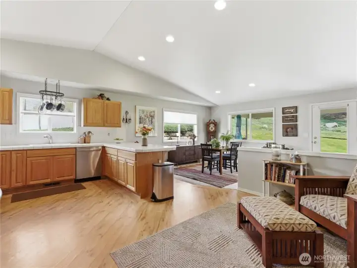 Open Kitchen/Dining/Sitting Area