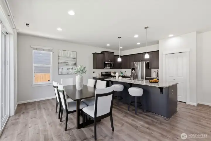 Dining room and kitchen