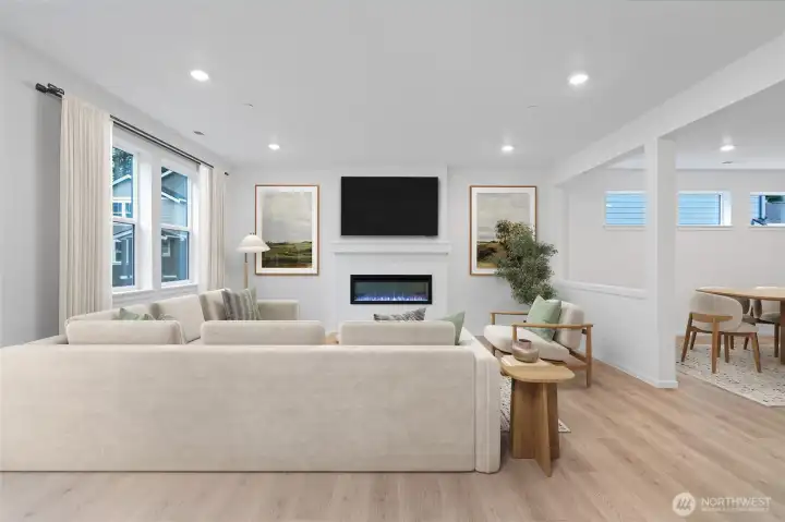 VIRTUALLY STAGED: Open concept living/dining kitchen