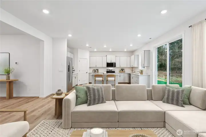 VIRTUALLY STAGED:Open concept living/dining kitchen