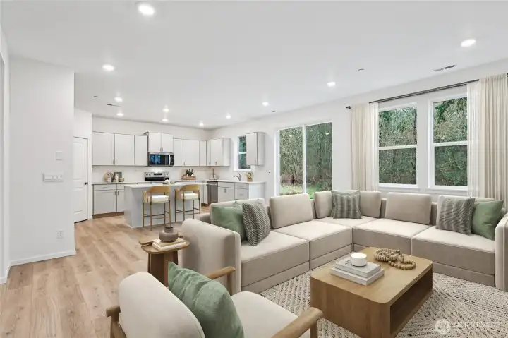 VIRTUALLY STAGED:Open concept living/dining kitchen