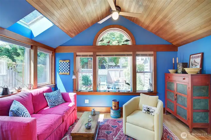 Sweet and cozy vaunted nook off kitchen that looks out to the magical garden! Sweet and cozy vaunted nook off kitchen that looks out to the magical garden!