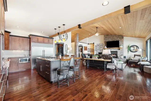 The kitchen is an entertainer’s dream, open to the dining room and great room.