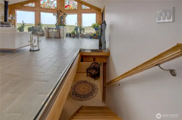 Beautiful glass rail on staircase