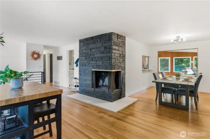Main Floor Living Room with Wood Fireplace