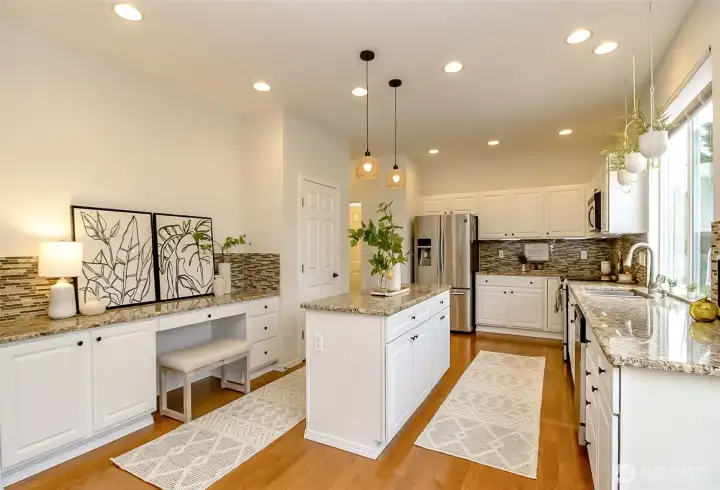 Kitchen with work area.