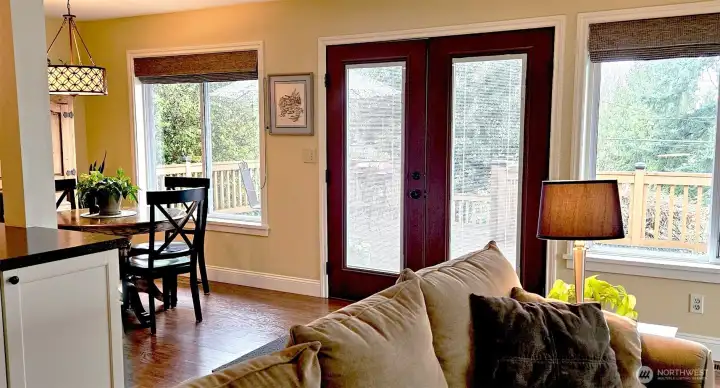 French doors to the deck.
