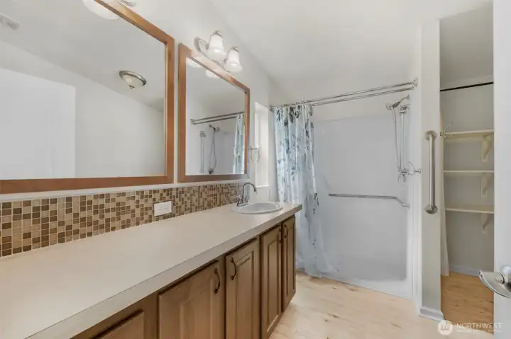 Primary bathroom. Look at all that counter space!