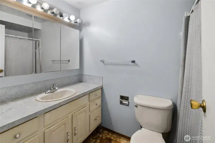 Guest bathroom needs a little bit of love.