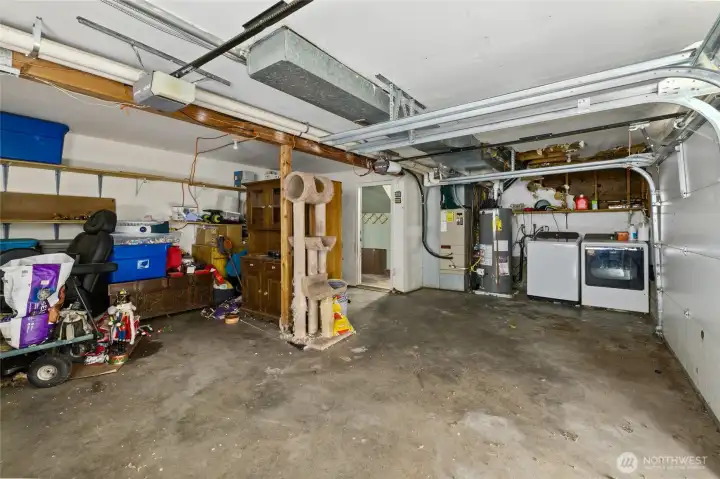 Laundry area in garage.