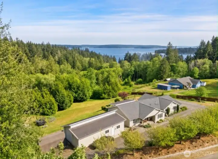 Aerial View of Front of Property Home & Shop