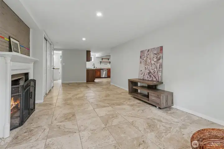 Lower level living area. Lower level living area.