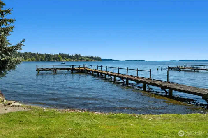 Private beach area with the dock.