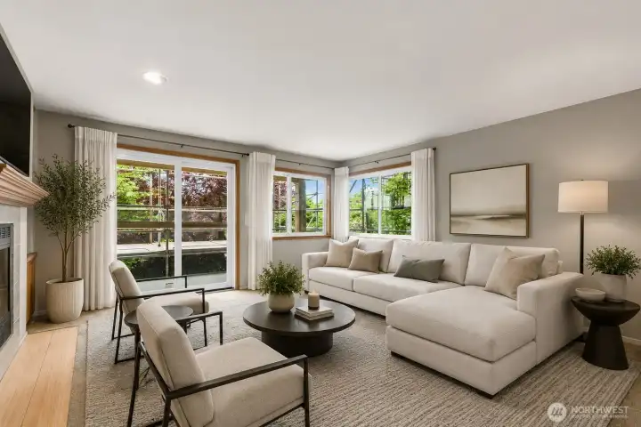 Virtually staged living room.