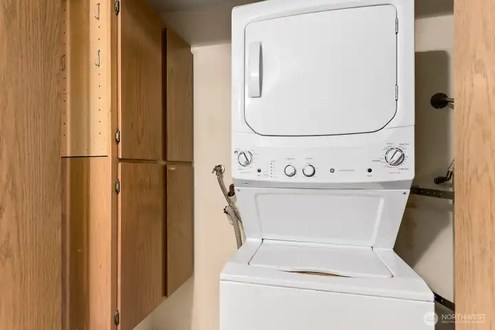 Washer Dryer closet with storage