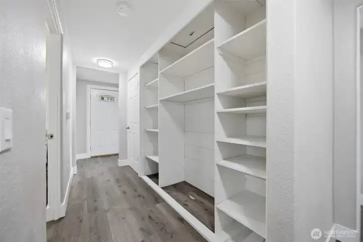 Hallway storage is so practical for organizing multiple household items. There is also a coat closet right by the front door. More storage means more organized. Got to love that. Hallway storage is so practical for organizing multiple household items. There is also a coat closet right by the front door. More storage means more organized. Got to love that.