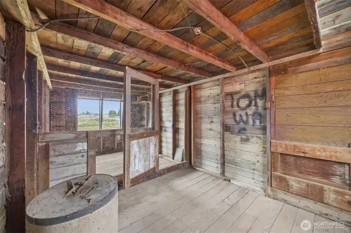 This center section of the shop was originally designed for chickens. Fresh eggs anyone? This center section of the shop was originally designed for chickens. Fresh eggs anyone?