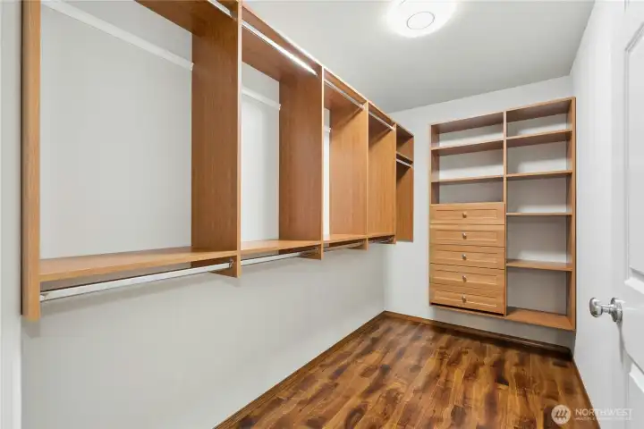 Primary Walk-in with Organizer System. Primary Walk-in with Organizer System.