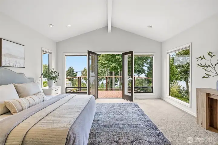 Ahhhh, open, airy and relaxing while enjoying those views from the primary bedroom with it's own private deck! Ahhhh, open, airy and relaxing while enjoying those views from the primary bedroom with it's own private deck!