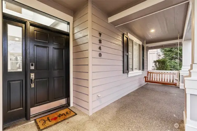 Covered entry porch with swing