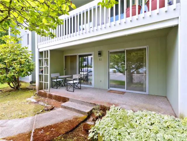 Covered Patio & Access to Parking Lot