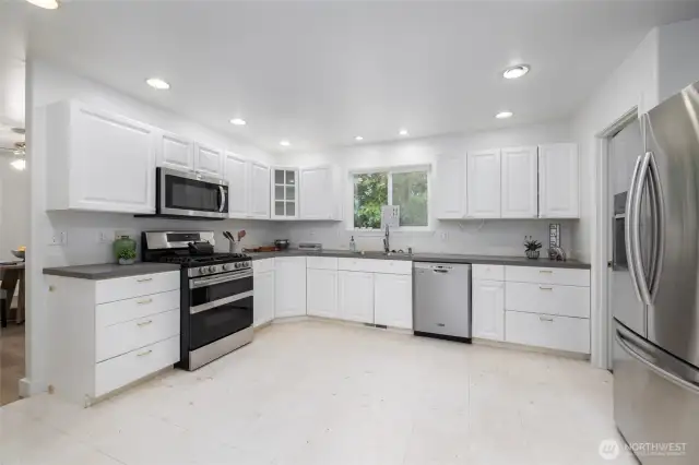 Open kitchen provides plenty of space.