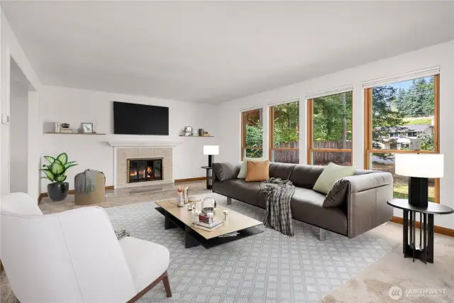 Virtually staged living room