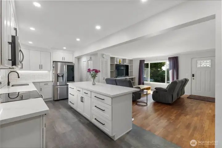 The kitchen is open to the main living space.