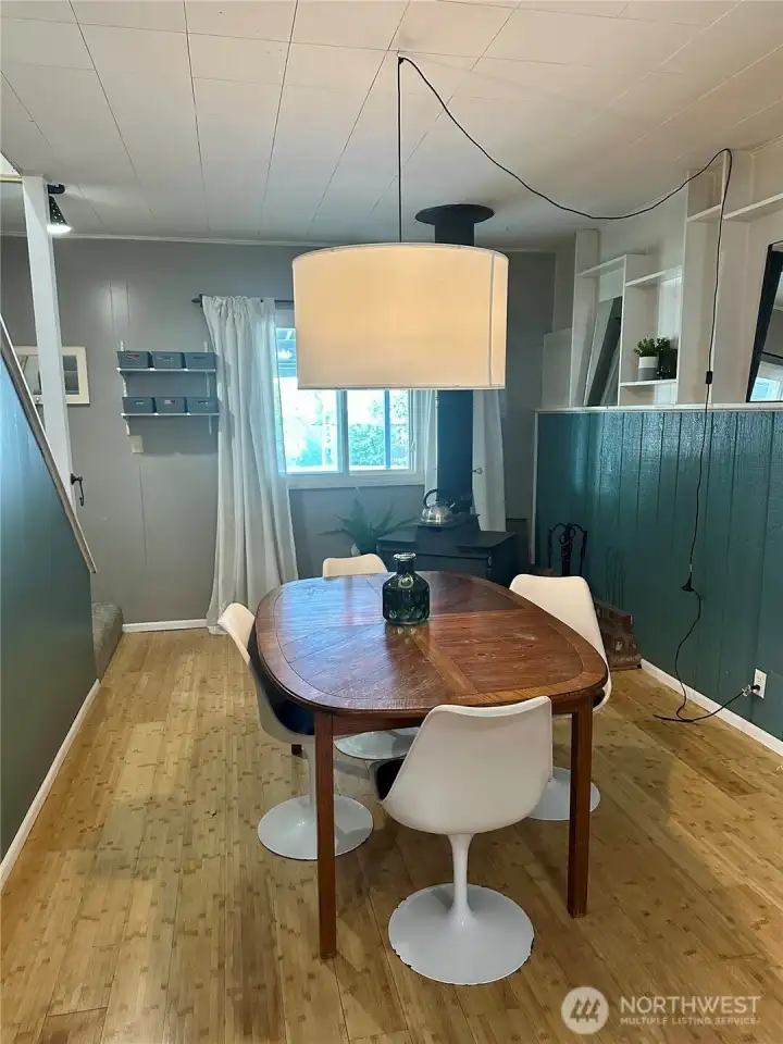 Spacious dining room is just off of the kitchen.