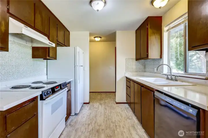 Kitchen just off the entry way