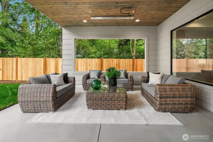 Secluded outdoor covered living area
