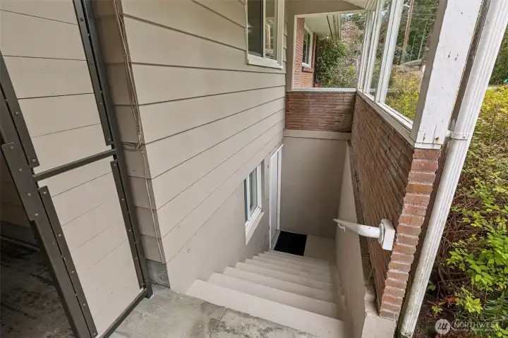 Outside entrance to lower level.