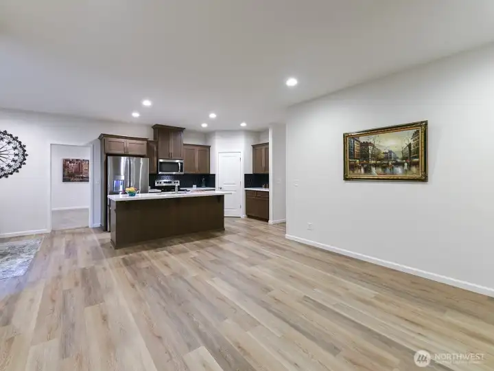 Pantry area with white wire shelving.
