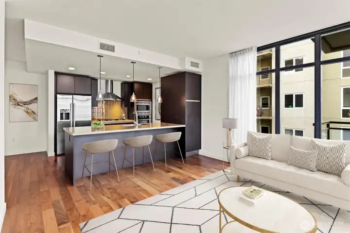 The Chefs kitchen is a true centerpiece, featuring SieMatic custom cabinetry and premium Bosch gas appliances.