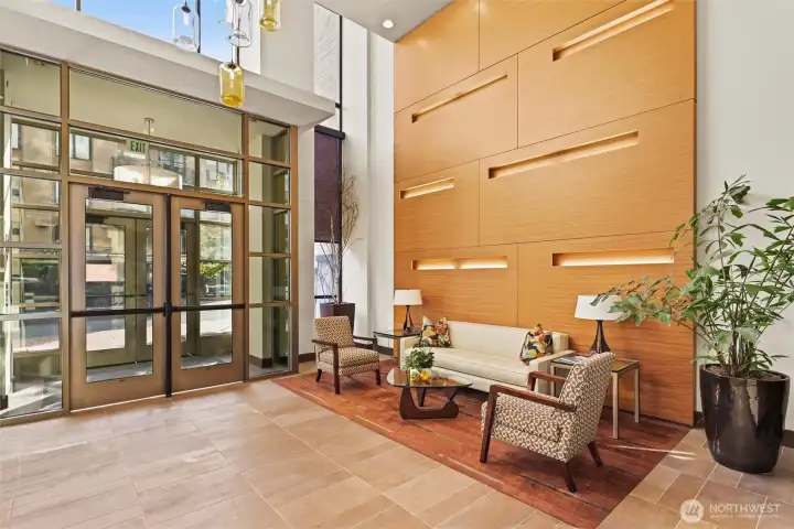 Concierge and lobby entrance with secured building.