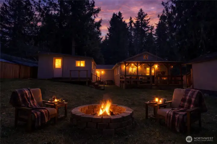 Backyard at night