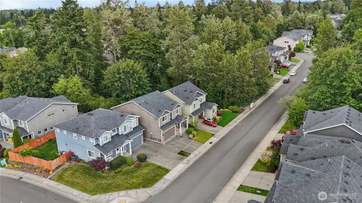 Middle home located on permanent green space