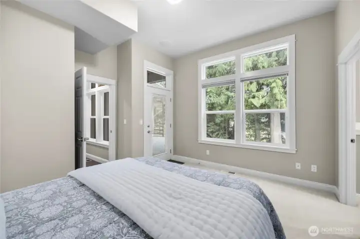 Lower level guest bedroom with access to outdoor deck Lower level guest bedroom with access to outdoor deck