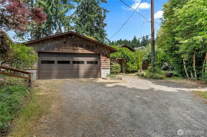 2-Car Garage and Gravel Driveway