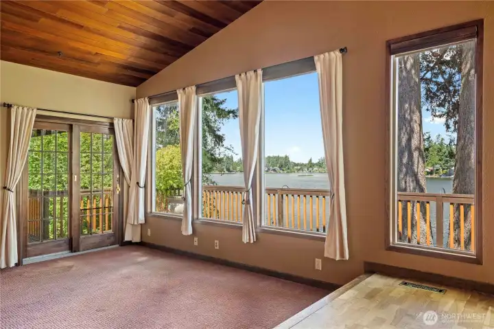 Living Room w/Anderson Wood Sliding Glass Door leads to View Deck.