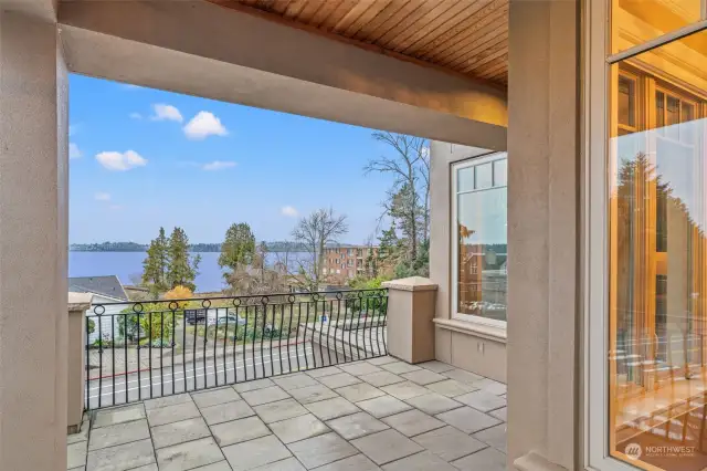 Enjoy coffee on one of two upper level balconies