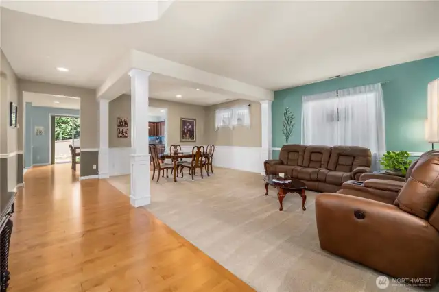 Another view of Formal Living room and large Dining room