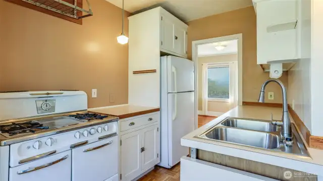 Upstairs: Kitchen.