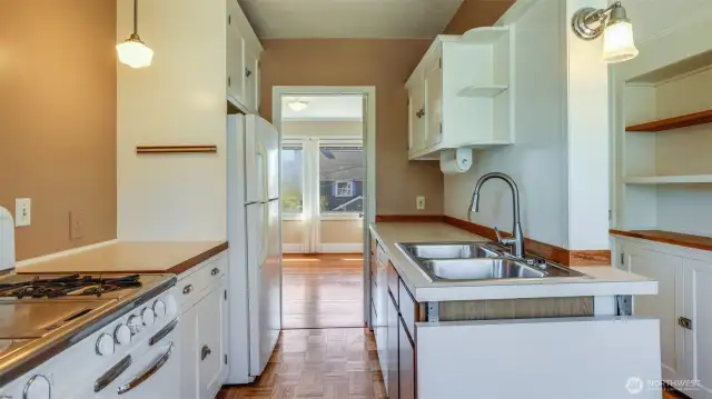 Upstairs: Kitchen.