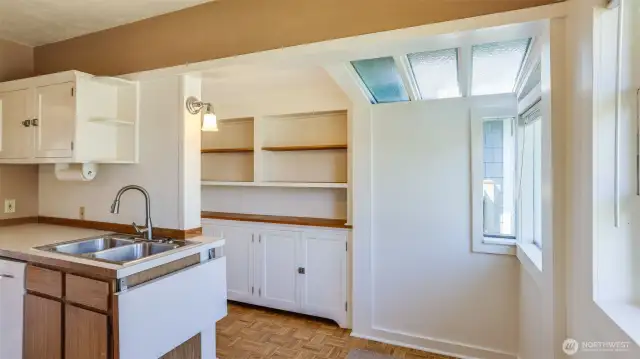 Upstairs: Kitchen.