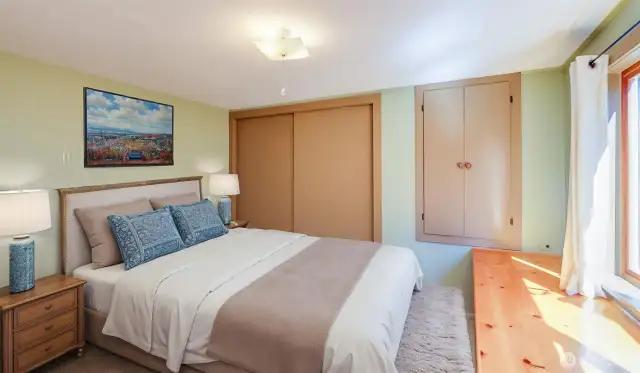 Downstairs: Bedroom, virtually staged.