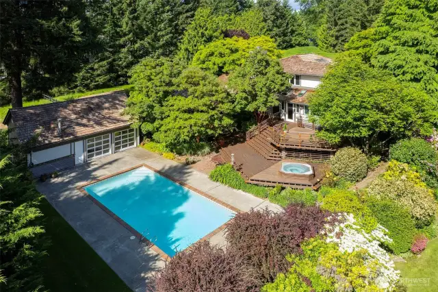 Resort like amenities, pool with pool house and shower bath. Potential cabana/guest house!